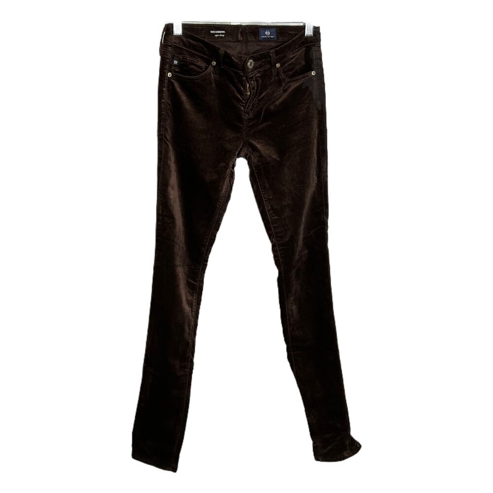 AG Adriano Goldschmied Women's Sz 25 The Legging Super Skinny Pants Brown Velvet